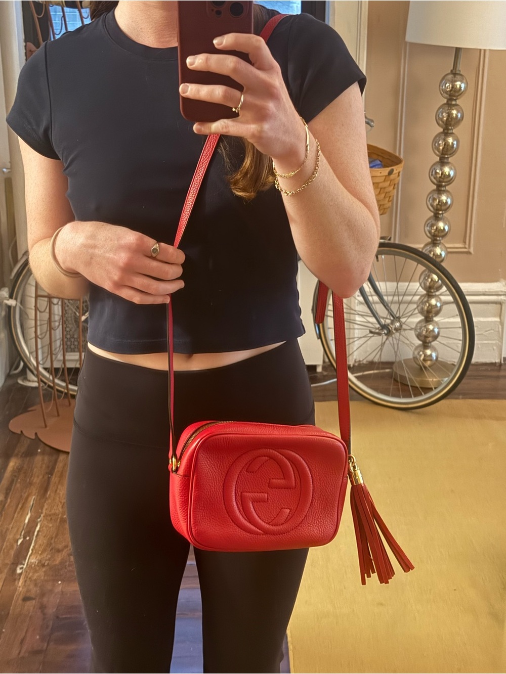 Gucci Red Leather Crossbody Bag with Tassel - Picture 2 of 10